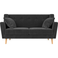 Прямой диван Лига диванов Брайтон 2 полностью велюр серый 108919