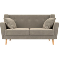 Прямой диван Лига диванов Брайтон 2 полностью микровельвет бежевый 108922