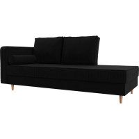 Кушетка Лига диванов Прайм левый полностью микровельвет черный 100884L