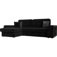 Угловой диван Лига диванов Брюссель левый полностью велюр черный 110654L