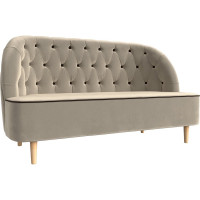 Кушетка Лига диванов Амиса полностью микровельвет бежевый, кант микровельвет коричневый 109835