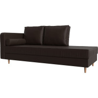 Кушетка Лига диванов Прайм левый полностью экокожа коричневая 100893L