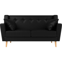 Прямой диван Лига диванов Брайтон 2 полностью экокожа черная 108936