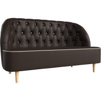 Кушетка Лига диванов Амиса полностью экокожа коричневая, кант экокожа бежевая 109849