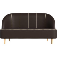 Кушетка Лига диванов Фелини полностью экокожа коричневая, кант экокожа бежевая 109875