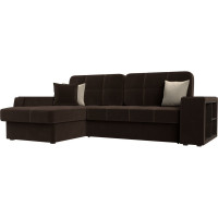 Угловой диван Лига диванов Брюссель левый полностью микровельвет коричневый 29388L