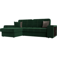 Угловой диван Лига диванов Брюссель левый полностью велюр зеленый 110650L