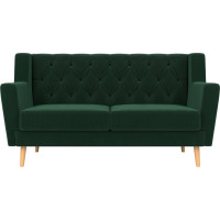 Прямой диван Лига диванов Брайтон 2 Люкс полностью велюр зеленый 108942