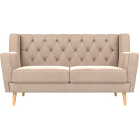 Прямой диван Лига диванов Брайтон 2 Люкс полностью велюр бежевый 108939