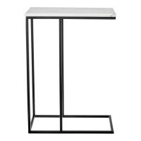 Придиванный столик BRADEX loft 50x30 см, белый мрамор, с черными ножками RF 0358