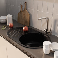 Мойкa MIXLINE ML-GM16 овальная с крылом, ультра-черная 344, 730x460x180 мм newх 551934