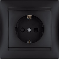 Розетка TDM ELECTRIC Лама 2П+З 16А 250В с защитными шторками, графит SQ1815-0611
