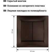 Выключатель на 2 направления 2 клавишный TDM ELECTRIC 10А, шоколад, серия "Лама" SQ1815-0507