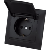 Розетка TDM ELECTRIC Лама 2П+З 16А 250В IP44 с защитными шторками, с крышкой, графит SQ1815-0614