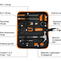 Слесарный набор TDM ELECTRIC 22 предмета, тканевый чехол, серия "Гранит" SQ1014-0203