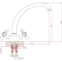 Смеситель для кухни ARCO DA VELLA маховик крест, металл, матовый А4515М 04883