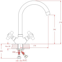 Смеситель для кухни ARCO DA VELLA маховик крест, белый керамич, с гайкой А45(1)05 04953