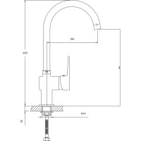 Смеситель для кухни ARCO DA VELLA 40 мм, ручка боковая, с гайкой А40(1)24 под длинный штуцер 07396