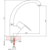 Смеситель для кухни ARCO DA VELLA 40 мм, ручка боковая А4066 12186