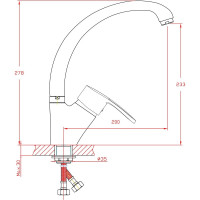Смеситель для кухни ARCO DA VELLA 40 мм, ручка боковая, с гайкой 40(1)66 12192