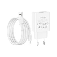 СЗУ Borofone ba74a aspirer 1xusb, 2.1а + кабель lightning 8-pin, 1м (белый) 0L-00057161 23752-BA74AiW