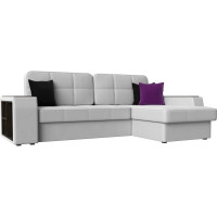 Угловой диван Лига диванов Брюссель правый полностью экокожа белая 29395