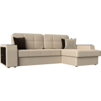 Угловой диван Лига диванов Брюссель правый полностью экокожа бежевая 29394