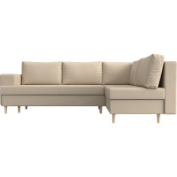 Угловой диван Лига диванов Сильвана правый полностью экокожа бежевая 100854