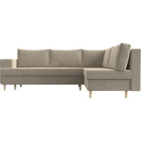 Угловой диван Лига диванов Сильвана правый полностью микровельвет бежевый 100846