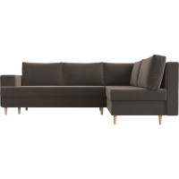 Угловой диван Лига диванов Сильвана правый полностью велюр коричневый 100842