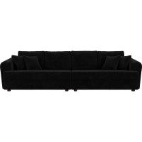 Прямой диван Лига диванов Милтон полностью велюр черный 100658