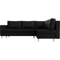 Угловой диван Лига диванов Сильвана правый полностью экокожа черная 100857