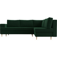 Угловой диван Лига диванов Сильвана правый полностью велюр зеленый 100841