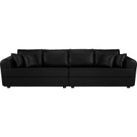 Прямой диван Лига диванов Милтон полностью экокожа черная 100671