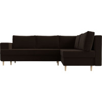 Угловой диван Лига диванов Сильвана правый полностью микровельвет коричневый 100848