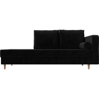 Кушетка Лига диванов Прайм правый полностью велюр черный 100879