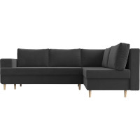 Угловой диван Лига диванов Сильвана правый полностью велюр серый 100843