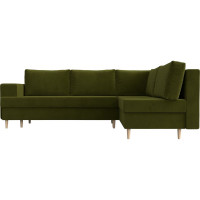 Угловой диван Лига диванов Сильвана правый полностью микровельвет зеленый 100847