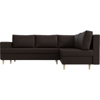 Угловой диван Лига диванов Сильвана правый полностью экокожа коричневая 100856