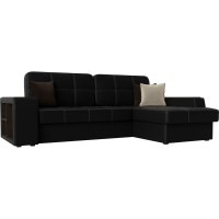 Угловой диван Лига диванов Брюссель правый полностью экокожа черная 29397