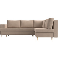 Угловой диван Лига диванов Сильвана правый полностью велюр бежевый 100839