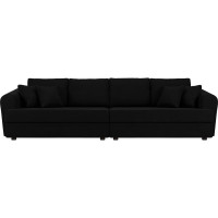 Прямой диван Лига диванов Милтон полностью микровельвет черный 109783