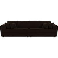 Прямой диван Лига диванов Милтон полностью микровельвет коричневый 109780