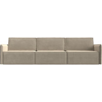 Прямой диван Лига диванов Либерти лонг полностью микровельвет бежевый 116897