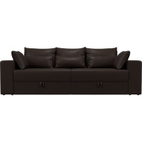 Прямой диван Лига диванов Майами полностью экокожа коричневая, подушки экокожа КОР/кор/кор 114671