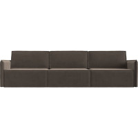 Прямой диван Лига диванов Либерти лонг полностью велюр коричневый 116893