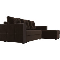 Угловой диван Лига диванов Валенсия Лайт угол правый полностью микровельвет коричневый 117757