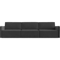 Прямой диван Лига диванов Либерти лонг полностью велюр серый 116894