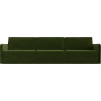 Прямой диван Лига диванов Либерти лонг полностью микровельвет зеленый 116900