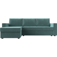 Угловой диван Лига диванов Траумберг Лайт левый полностью Велюр бирюзовый 117149L